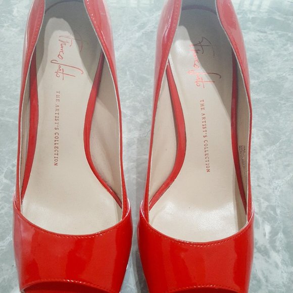 Franco Sarto The Artisan Collection Red Patent Leather Cork Chunky Heels SZ 9M - Picture 5 of 7